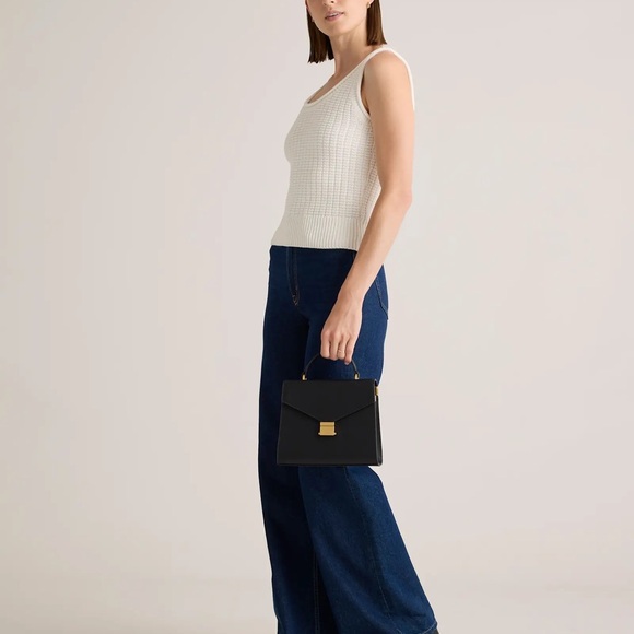 QUINCE Italian Leather Top Handle Crossbody Satchel NWOT in black - Picture 7 of 10